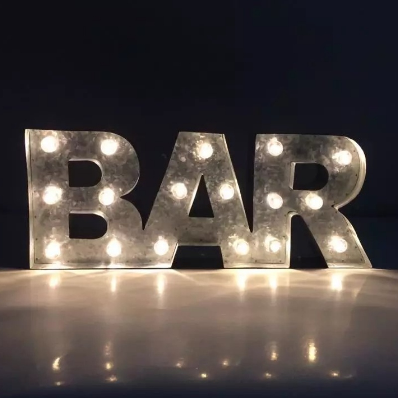 3D LED Metal Tin Bar Sign LED LED Letter Sign Marquee Letter Light Lamp för Bar Cafe Shop